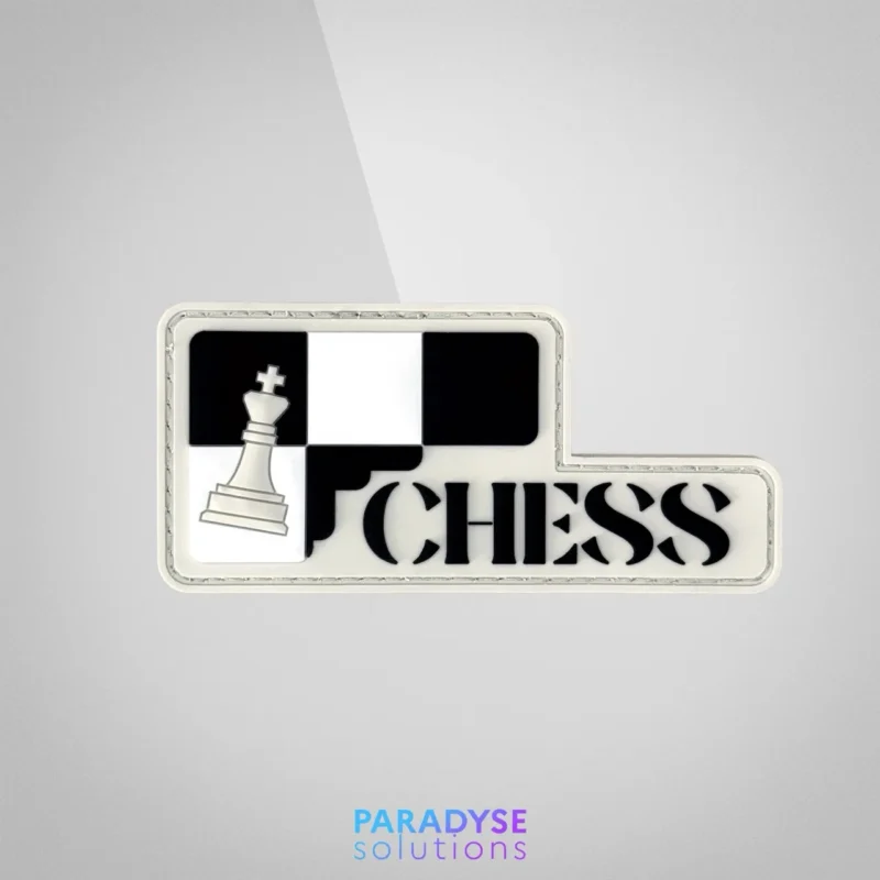 patch pvc chess club échecs die-cut design minimaliste paradyse tactical